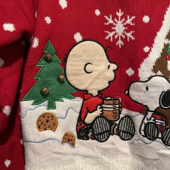 Peanuts Charlie Brown Snoopy Christmas Sweater Size Large - Picture 2 of 6